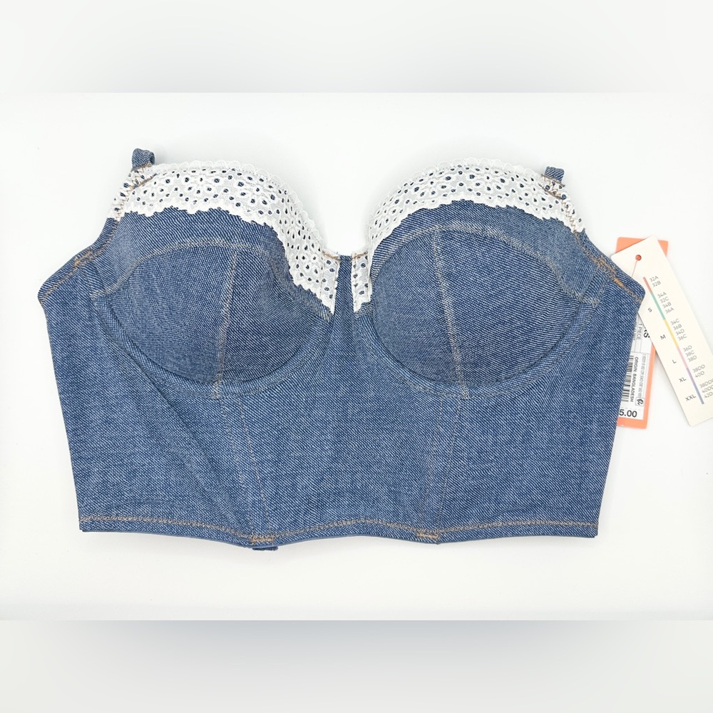 Colsie Denim Patterned Bralette - Large